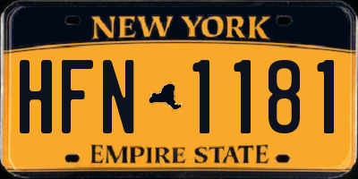 NY license plate HFN1181