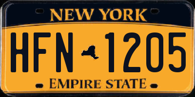 NY license plate HFN1205