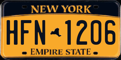 NY license plate HFN1206