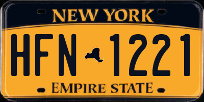 NY license plate HFN1221