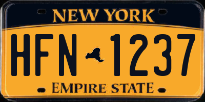 NY license plate HFN1237