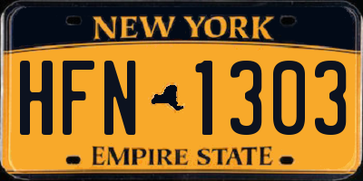 NY license plate HFN1303