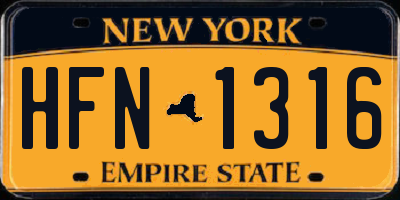 NY license plate HFN1316