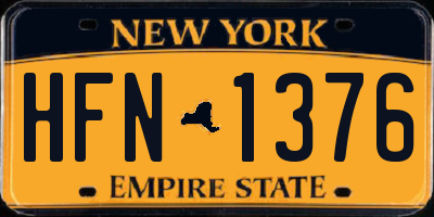 NY license plate HFN1376