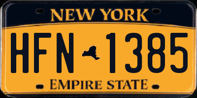 NY license plate HFN1385