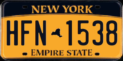 NY license plate HFN1538