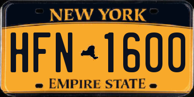 NY license plate HFN1600