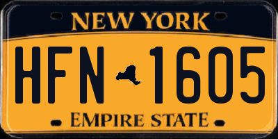 NY license plate HFN1605