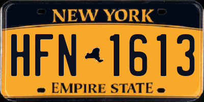 NY license plate HFN1613