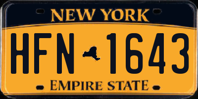 NY license plate HFN1643