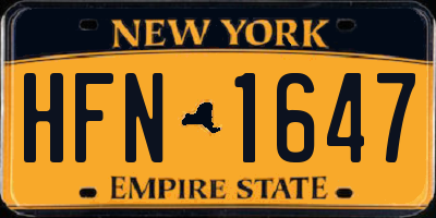 NY license plate HFN1647