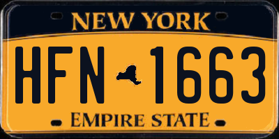 NY license plate HFN1663