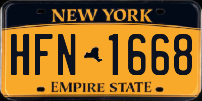 NY license plate HFN1668