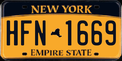 NY license plate HFN1669