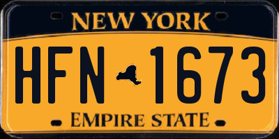 NY license plate HFN1673