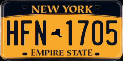 NY license plate HFN1705