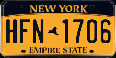 NY license plate HFN1706