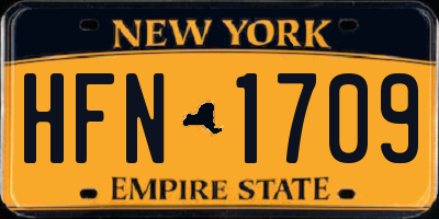 NY license plate HFN1709