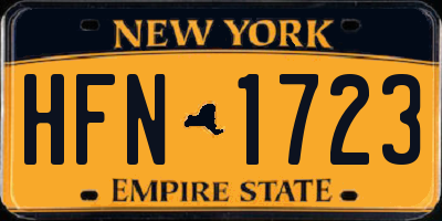 NY license plate HFN1723