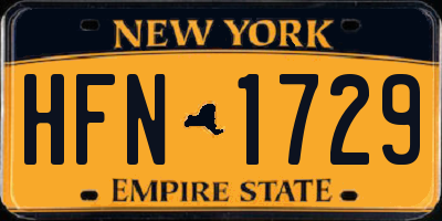 NY license plate HFN1729