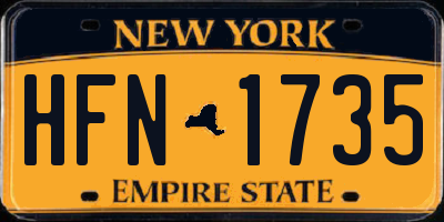 NY license plate HFN1735