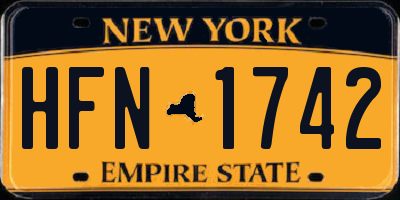 NY license plate HFN1742