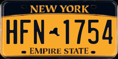 NY license plate HFN1754