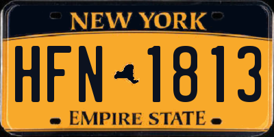 NY license plate HFN1813