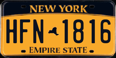 NY license plate HFN1816