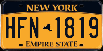 NY license plate HFN1819