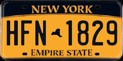 NY license plate HFN1829