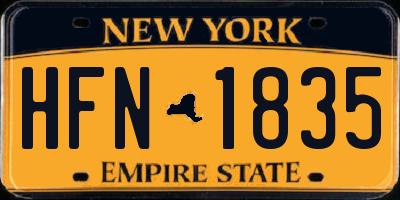 NY license plate HFN1835