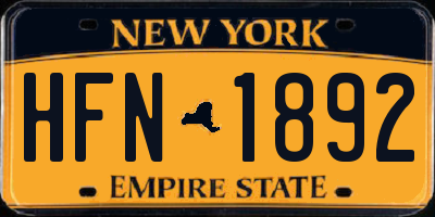 NY license plate HFN1892
