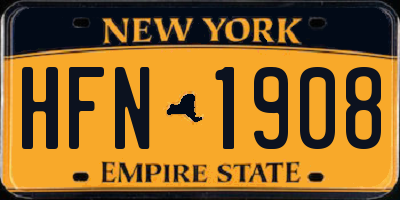 NY license plate HFN1908
