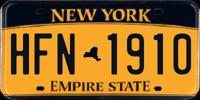 NY license plate HFN1910