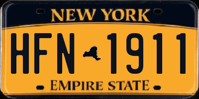 NY license plate HFN1911