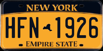NY license plate HFN1926