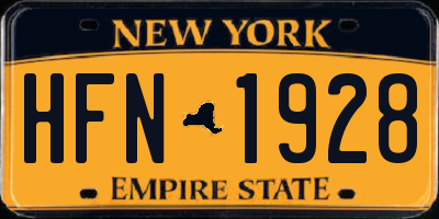 NY license plate HFN1928