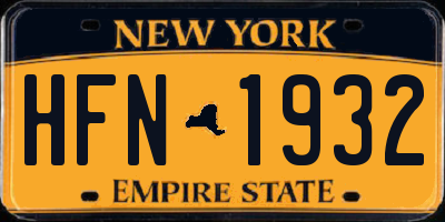 NY license plate HFN1932