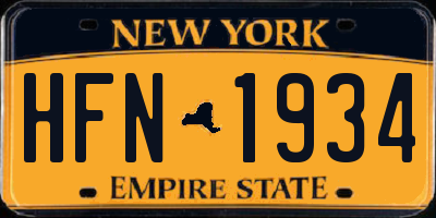 NY license plate HFN1934