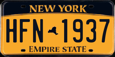 NY license plate HFN1937