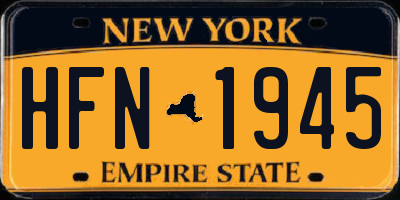 NY license plate HFN1945