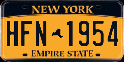 NY license plate HFN1954