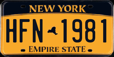 NY license plate HFN1981