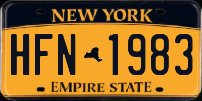 NY license plate HFN1983