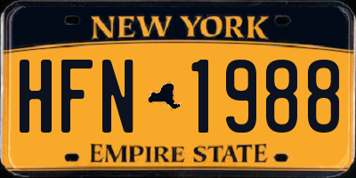NY license plate HFN1988