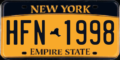 NY license plate HFN1998