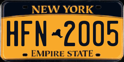 NY license plate HFN2005