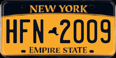 NY license plate HFN2009