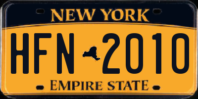 NY license plate HFN2010